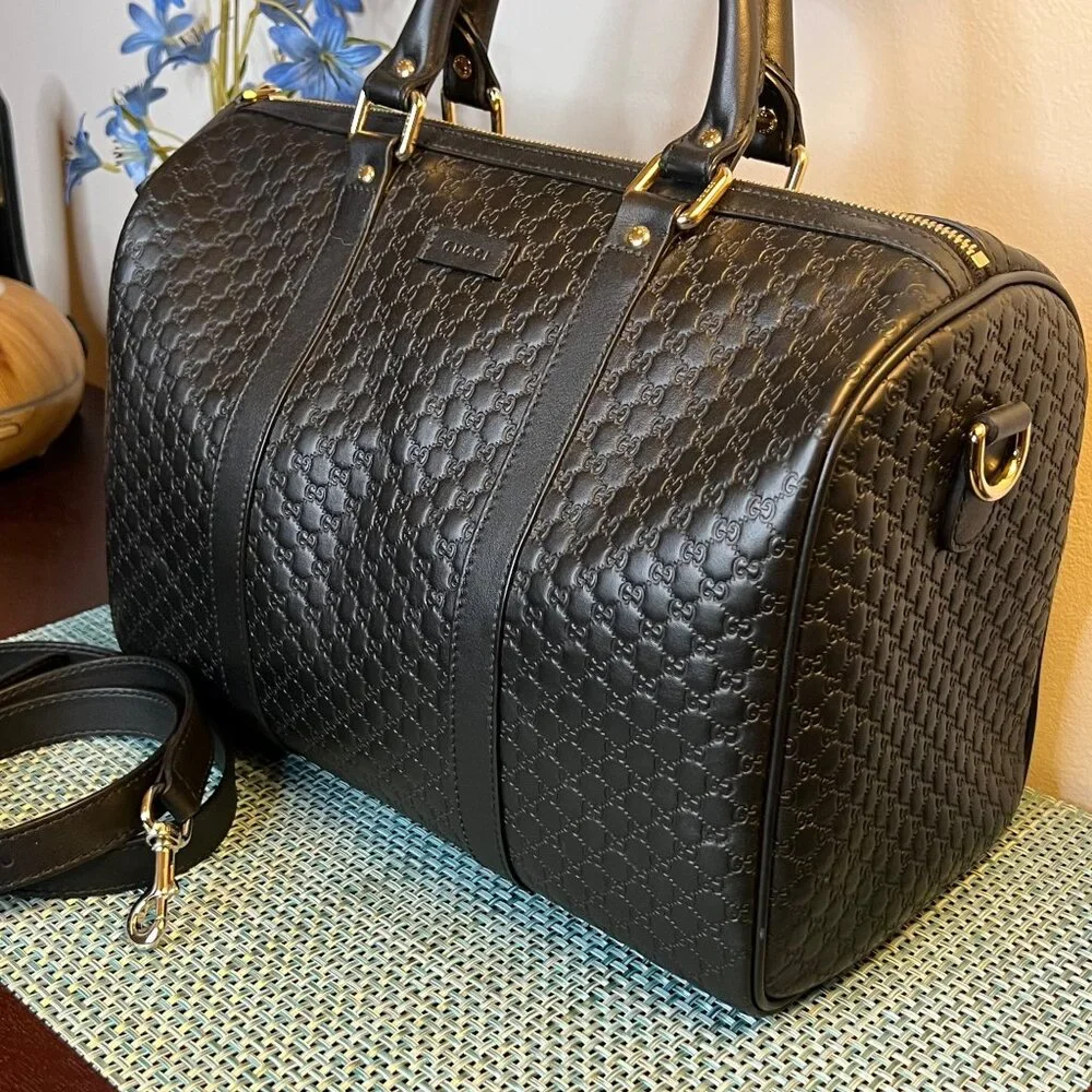 Gucci Micro Guccissima 2WAY Boston Bag Handbag Leather Black - Picture 13 of 16